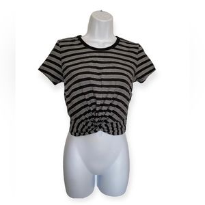 Short Sleeve Cropped Striped Crew Tee